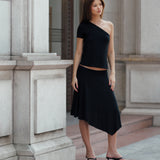 Asymmetric Bamboo Skirt | Black