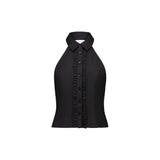 Ruffle Halter Shirt | Black