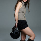 ruffle halter shirt - plaid