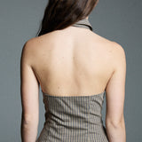ruffle halter shirt - plaid