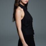 Ruffle Halter Shirt | Black