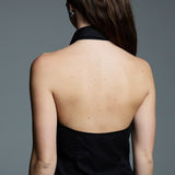 Ruffle Halter Shirt | Black