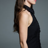 Ruffle Halter Shirt | Black