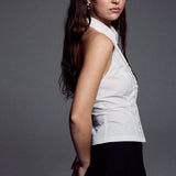 Ruffle Halter Shirt | White