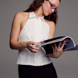 Ruffle Halter Shirt | White