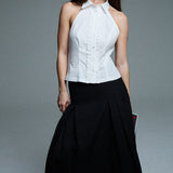 pleated midi skirt - charcoal