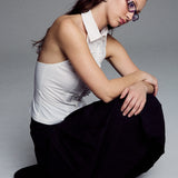 Ruffle Halter Shirt | White