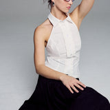 Ruffle Halter Shirt | White