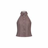 Plaid Halter Shirt | Brown
