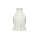 Ruffle Halter Shirt | White