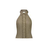 ruffle halter shirt - plaid