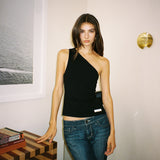 One Shoulder Backless Top | Black