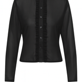 Sheer Ruffle Long Sleeve | Black