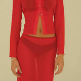 Sheer Midi Skirt | Red