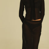 Sheer Ruffle Long Sleeve | Black