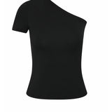 One Shoulder Cut Out Top | Black