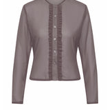Sheer Ruffle Long Sleeve | Slate