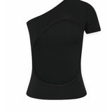 One Shoulder Cut Out Top | Black