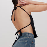 Backless Tie Top | Black