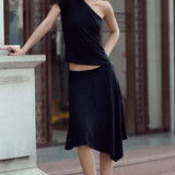 Asymmetric Bamboo Skirt | Black