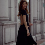 Asymmetric Bamboo Skirt | Black