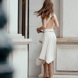 Asymmetric Bamboo Skirt | Sand