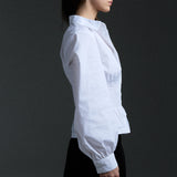 long sleeve shirred shirt - white