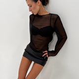 Sheer Silk Long Sleeve Top