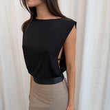 Leather Waistband Top