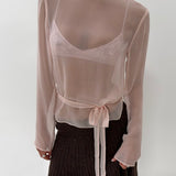 Sheer Silk Long Sleeve Top