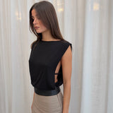 Leather Waistband Top