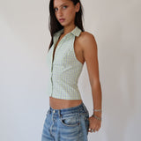 Plaid Halter Shirt | Yellow