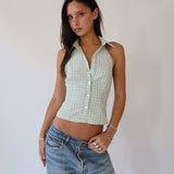 Plaid Halter Shirt | Yellow