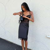 Lace Trim Slip Skirt