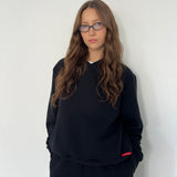 v-neck crew jumper | black