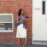 Lace Trim Slip Skirt | Ivory