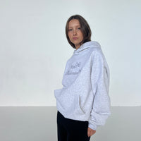 Embroidered Bow Hoodie | Light Grey