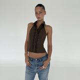 Ruffle Halter Shirt | Chocolate