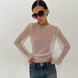 Sheer Silk Long Sleeve Top