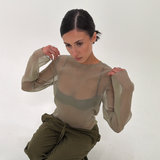Sheer Silk Long Sleeve Top