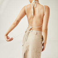 Backless Tie Top | White